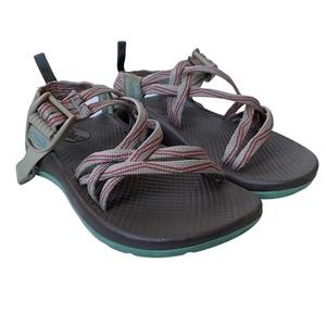 CHACO ZX1 Ecotread Hiking Sandal Shoe Pink Teal Brown Adjustable Youth Size 1